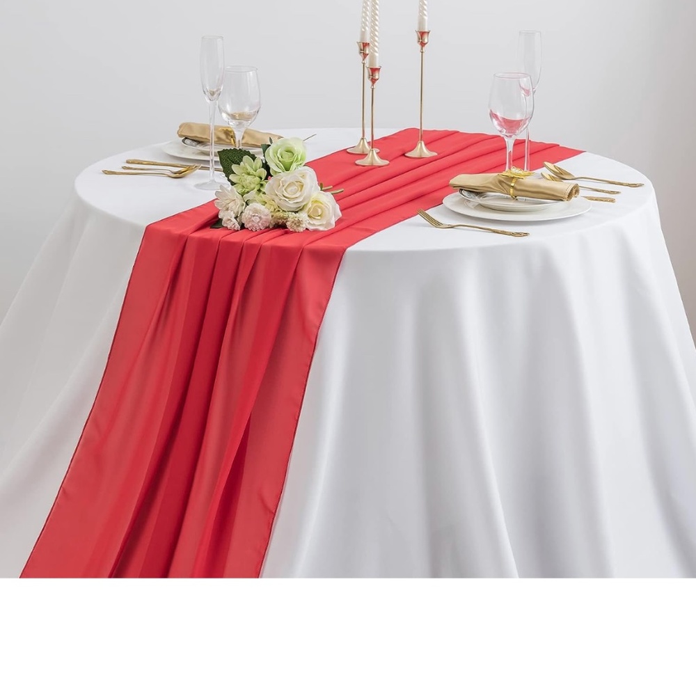 12 red chiffon table runners